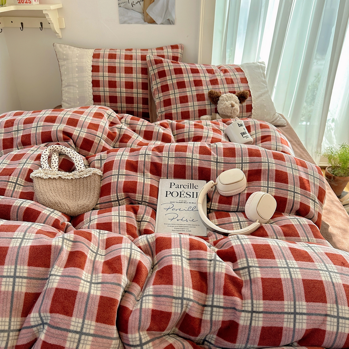 91家纺网 家纺一手货源 找家纺 （总）桃子家居 2025新款A类蕾丝纯棉花边工艺花卉复古碎花加厚花边牛奶绒系列四件套