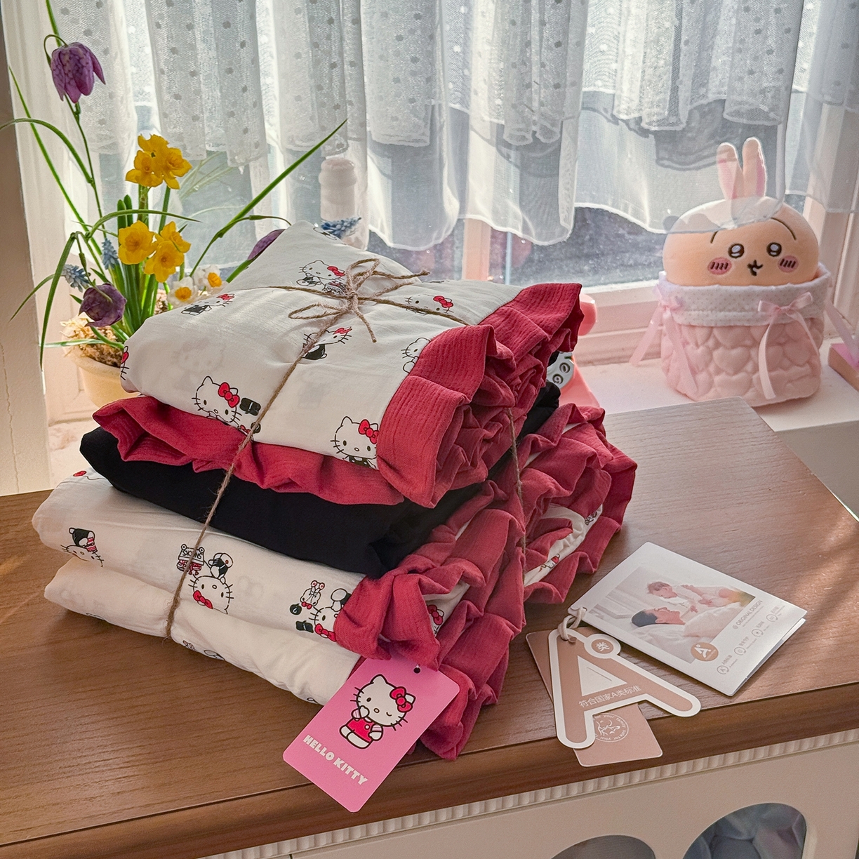 91家纺网 家纺一手货源 找家纺 星禾优选 2025新款三丽鸥加厚水洗双层纱花边款四件套 ky贩卖机