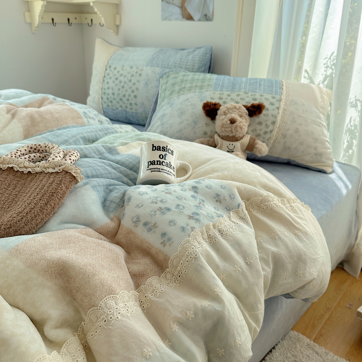 桃子家居 2025新款A类蕾丝纯棉花边工艺花卉复古碎花加厚花边牛奶绒系列四件套 绒-蕾丝山野