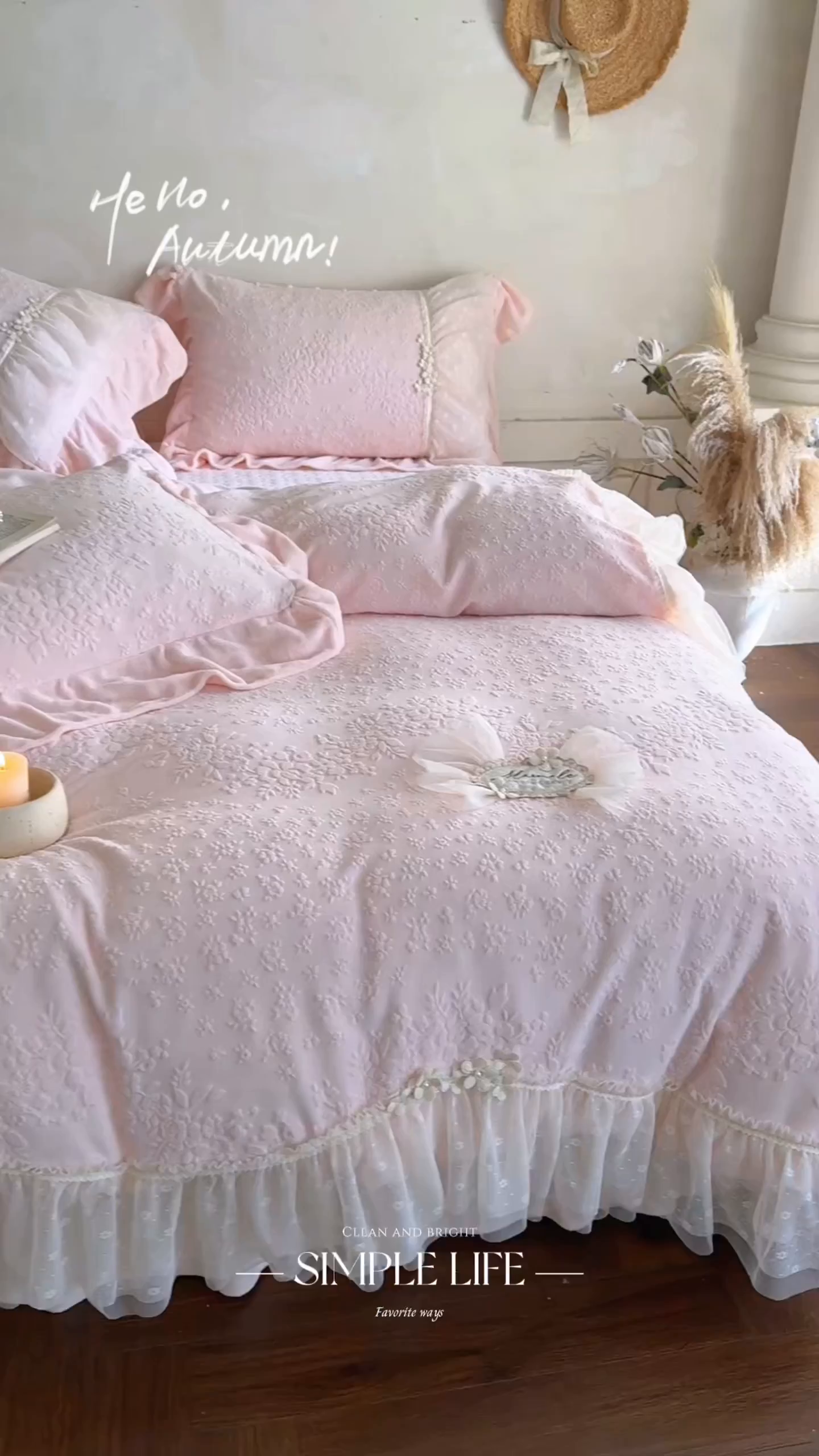 91家纺网 家纺一手货源 找家纺 乐朵家居 2025新款恋恋花房 牛奶绒 夹棉床盖四件套（主推请询价）粉玉