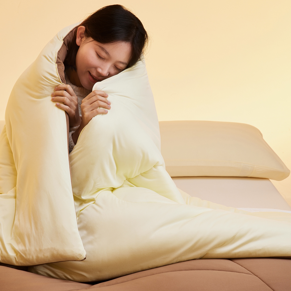 91家纺网 家纺一手货源 找家纺 玛德琳 2025新款10A中科抗菌深睡云朵被子被芯-无影图 摩卡慕斯