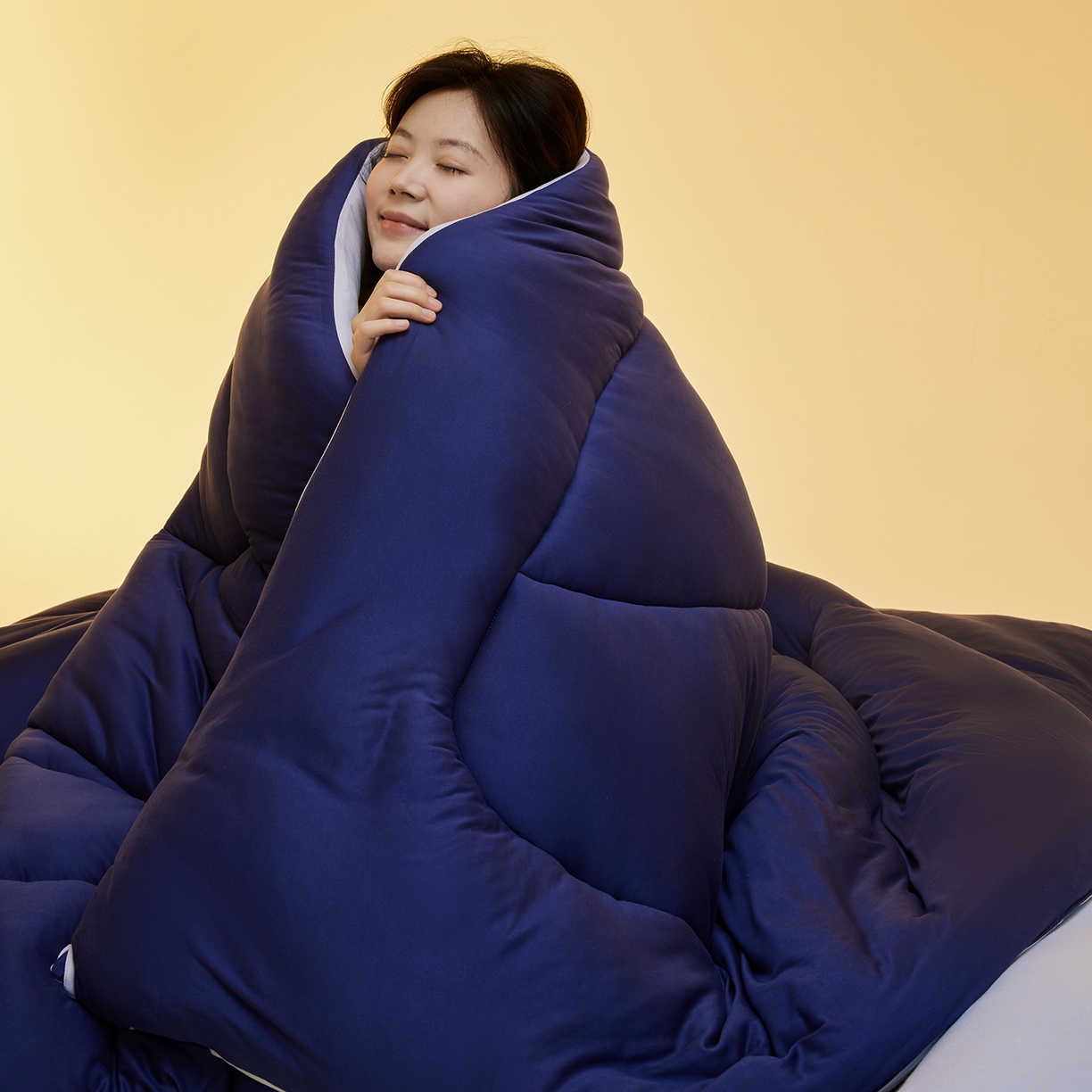 91家纺网 家纺一手货源 找家纺 玛德琳 2025新款10A中科抗菌深睡云朵被子被芯-无影图 星空蓝