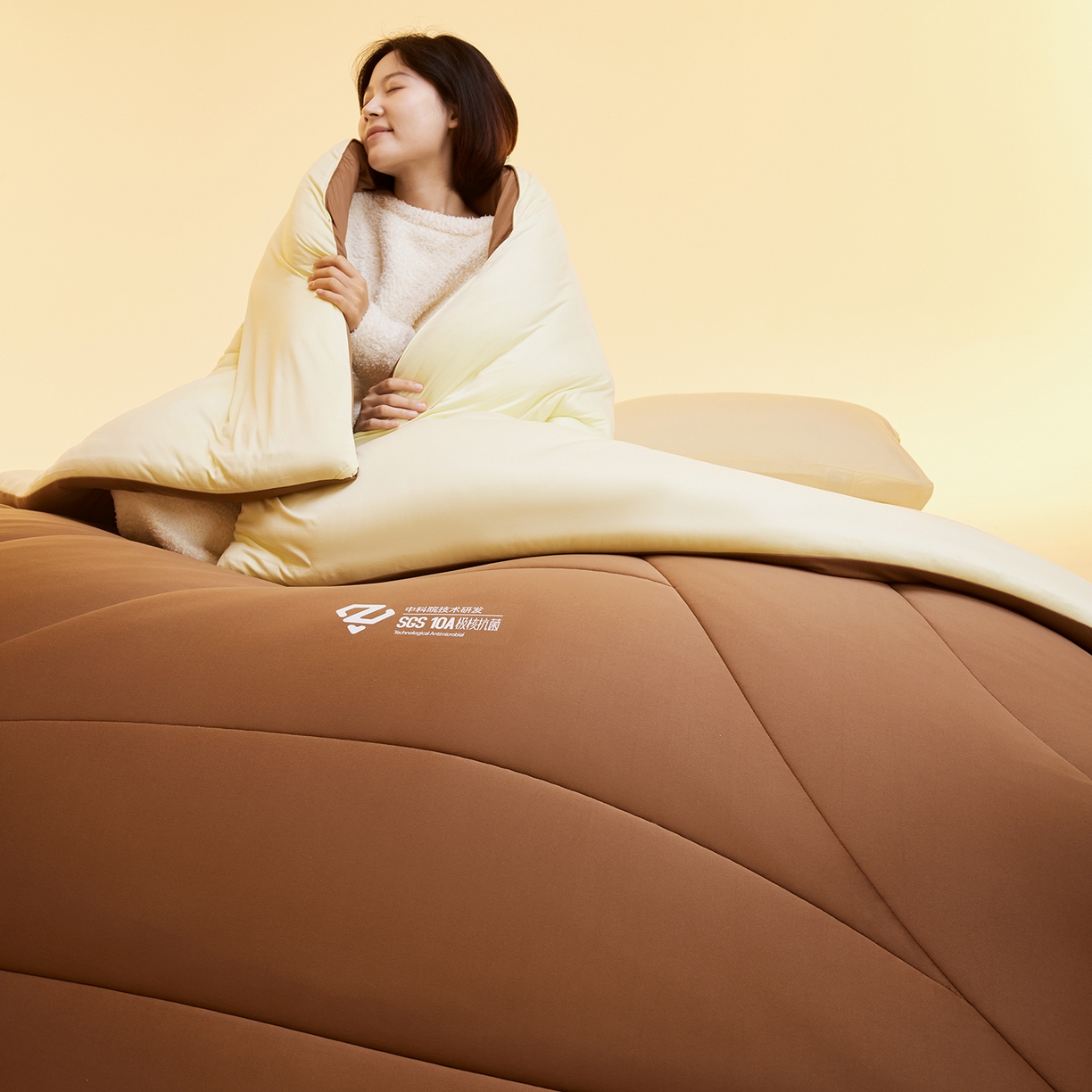 91家纺网 家纺一手货源 找家纺 玛德琳 2025新款10A中科抗菌深睡云朵被子被芯-无影图 摩卡慕斯