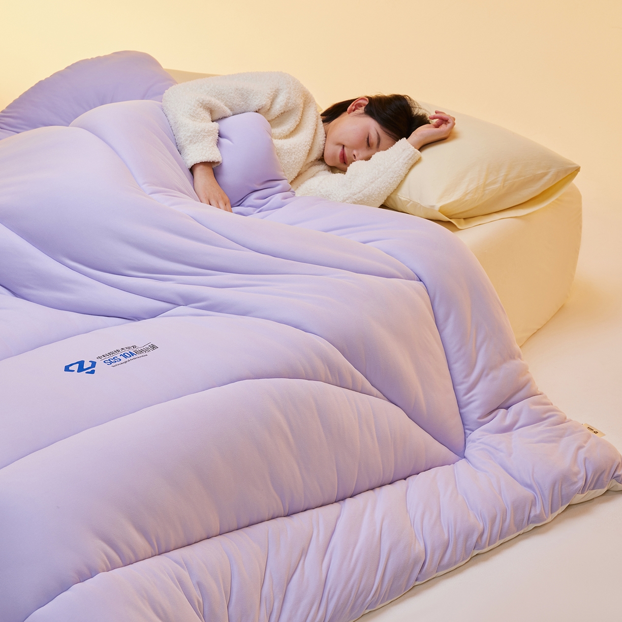 91家纺网 家纺一手货源 找家纺 玛德琳 2025新款10A中科抗菌深睡云朵被子被芯-无影图 雾山紫