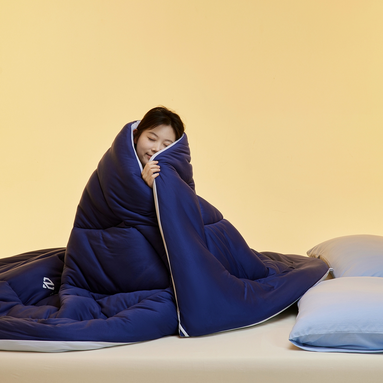 91家纺网 家纺一手货源 找家纺 玛德琳 2025新款10A中科抗菌深睡云朵被子被芯-无影图 星空蓝