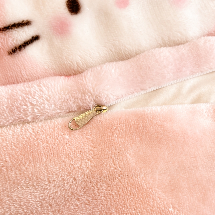 91家纺网 家纺一手货源 找家纺 柒月家居 2025新款时尚印花泡泡绒加厚保暖四件套套件 爱心KT猫