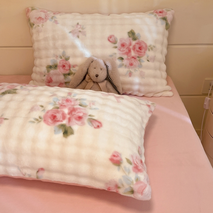 91家纺网 家纺一手货源 找家纺 柒月家居 2025新款时尚印花泡泡绒加厚保暖四件套套件 泡泡-繁花