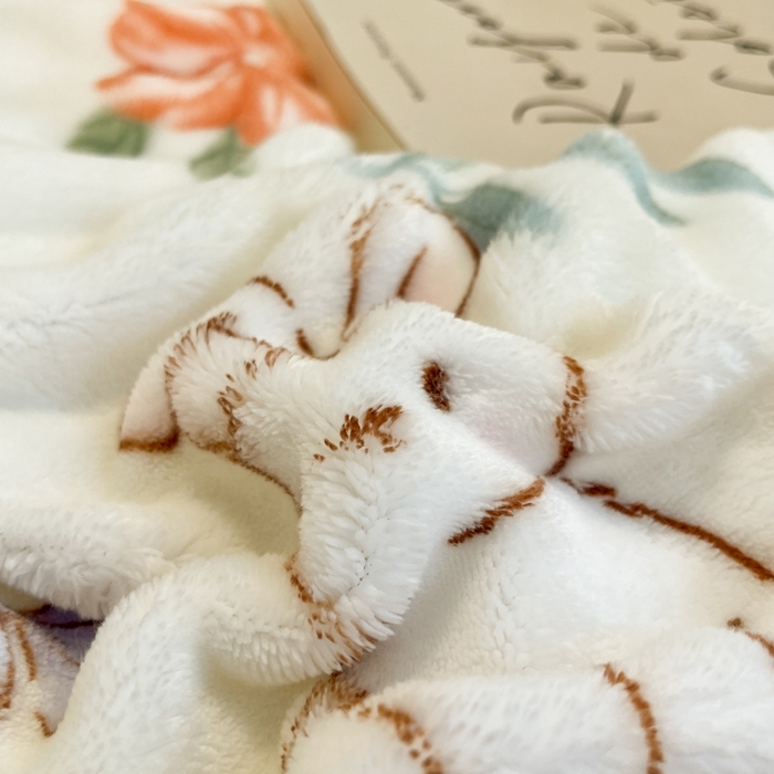 91家纺网 家纺一手货源 找家纺 柒月家居 2025新款时尚印花泡泡绒加厚保暖四件套套件 泡泡-绿叶兔