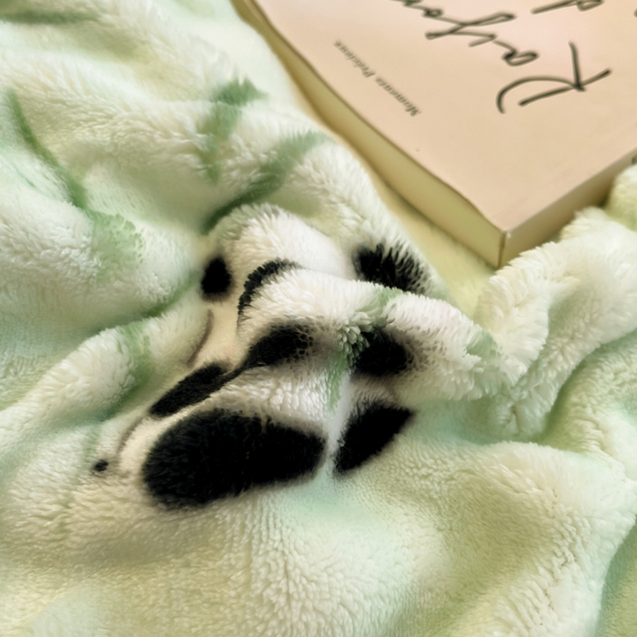 91家纺网 家纺一手货源 找家纺 柒月家居 2025新款时尚印花泡泡绒加厚保暖四件套套件 泡泡-竹子熊猫