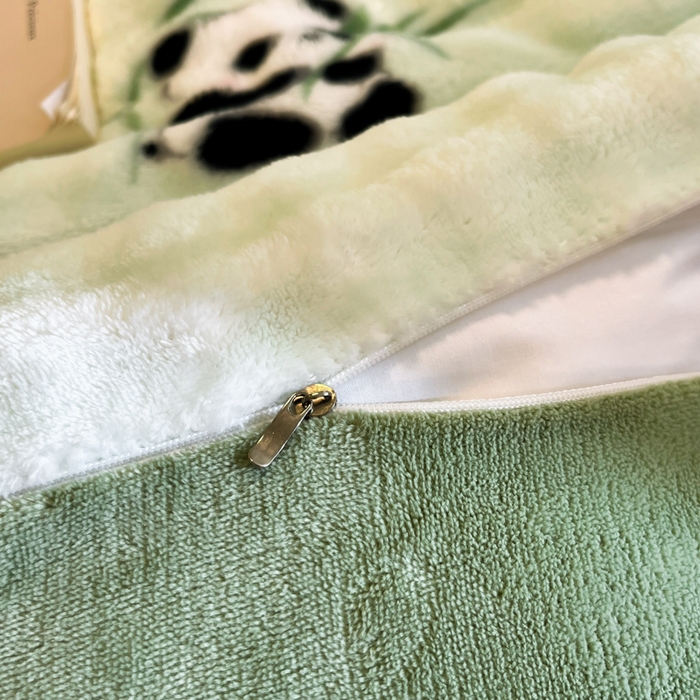 91家纺网 家纺一手货源 找家纺 柒月家居 2025新款时尚印花泡泡绒加厚保暖四件套套件 泡泡-竹子熊猫