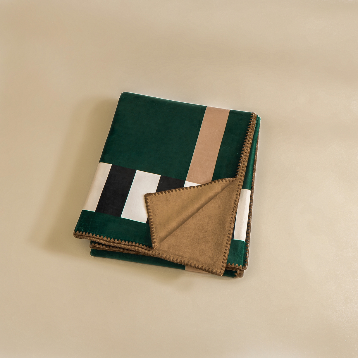 91家纺网 家纺一手货源 找家纺 （总）禧禾 2025新款300g氨超锦狐绒数码印花毛毯-米吉拉 绿