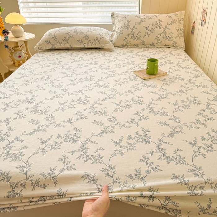 91家纺网 家纺一手货源 找家纺 名优家纺 2025新款12868全棉印花外贸床笠 满庭