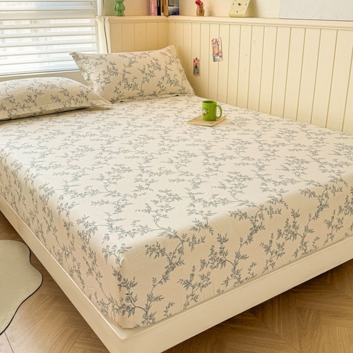 91家纺网 家纺一手货源 找家纺 名优家纺 2025新款12868全棉印花外贸床笠 满庭