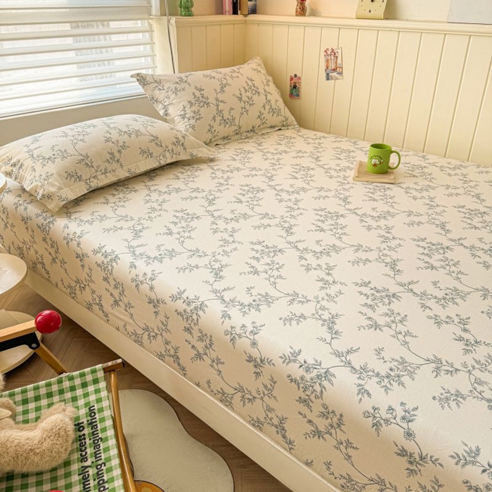 91家纺网 家纺一手货源 找家纺 名优家纺 2025新款12868全棉印花外贸床笠 满庭