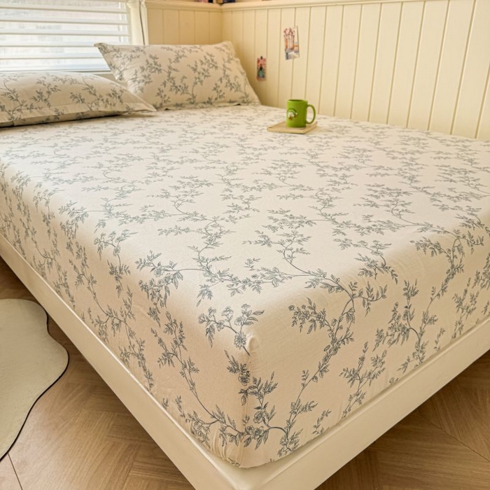 91家纺网 家纺一手货源 找家纺 名优家纺 2025新款12868全棉印花外贸床笠 满庭