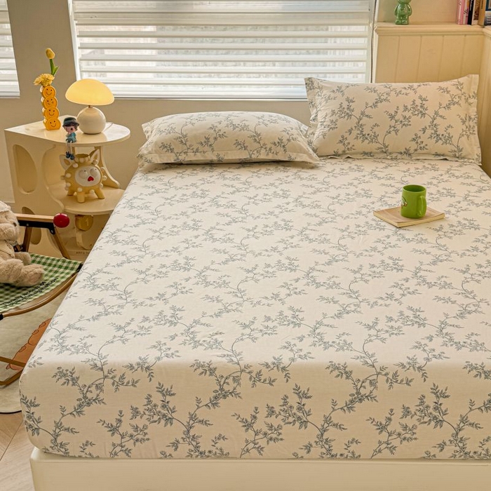 91家纺网 家纺一手货源 找家纺 名优家纺 2025新款12868全棉印花外贸床笠 满庭