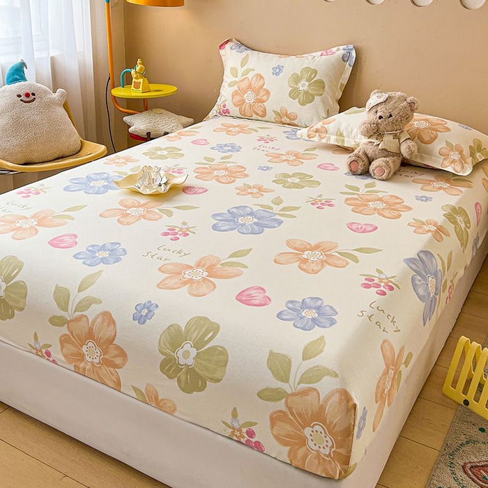 91家纺网 家纺一手货源 找家纺 名优家纺 2025新款12868全棉印花外贸床笠 漫春