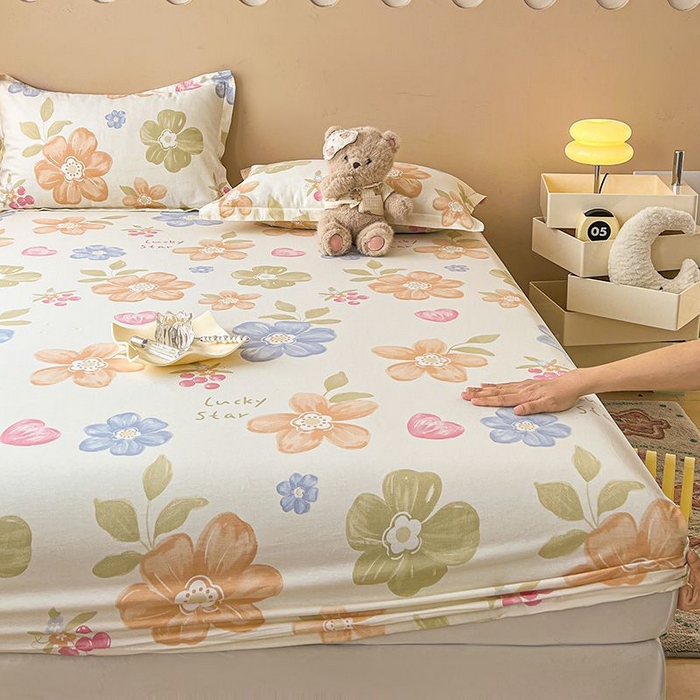 91家纺网 家纺一手货源 找家纺 名优家纺 2025新款12868全棉印花外贸床笠 漫春