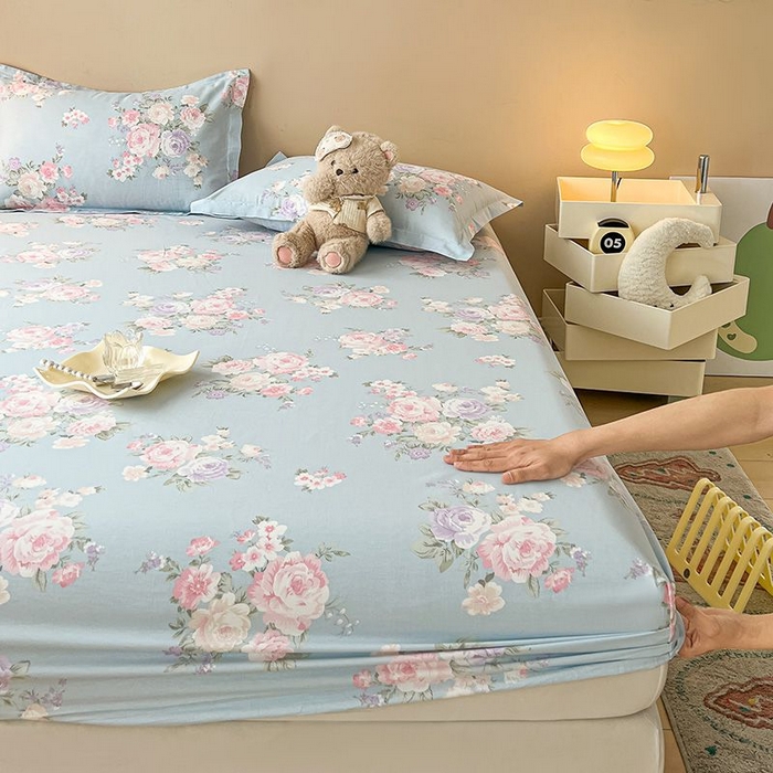 91家纺网 家纺一手货源 找家纺 名优家纺 2025新款12868全棉印花外贸床笠 梦柔 兰