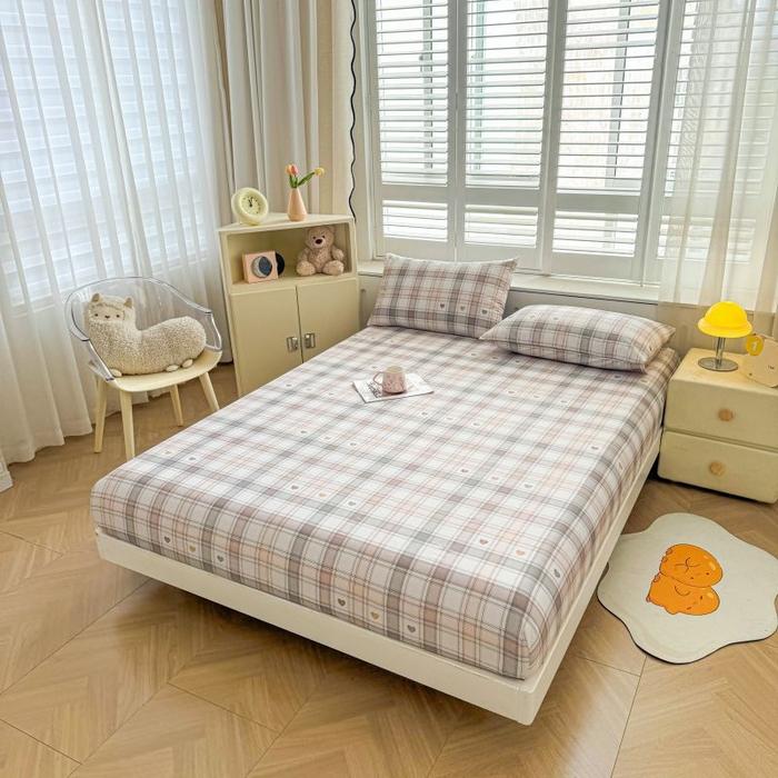 91家纺网 家纺一手货源 找家纺 名优家纺 2025新款12868全棉印花外贸床笠 拿铁米