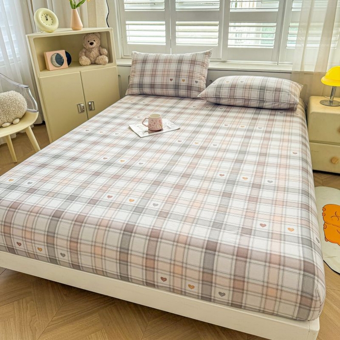 91家纺网 家纺一手货源 找家纺 名优家纺 2025新款12868全棉印花外贸床笠 拿铁米