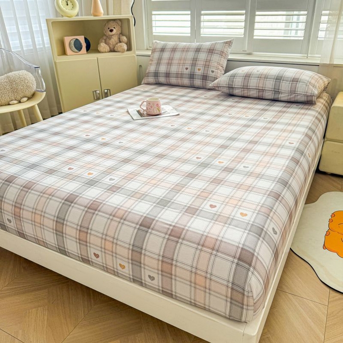 91家纺网 家纺一手货源 找家纺 名优家纺 2025新款12868全棉印花外贸床笠 拿铁米