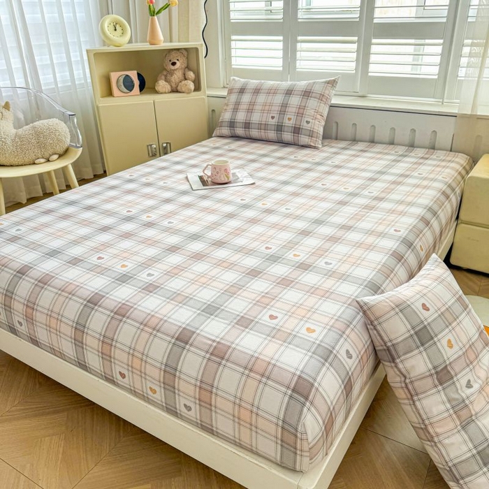 91家纺网 家纺一手货源 找家纺 名优家纺 2025新款12868全棉印花外贸床笠 拿铁米