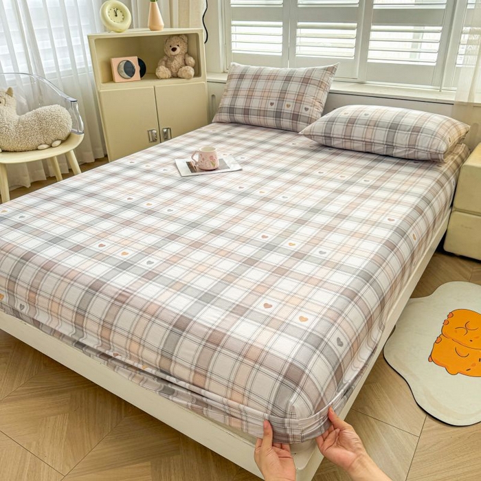 91家纺网 家纺一手货源 找家纺 名优家纺 2025新款12868全棉印花外贸床笠 拿铁米