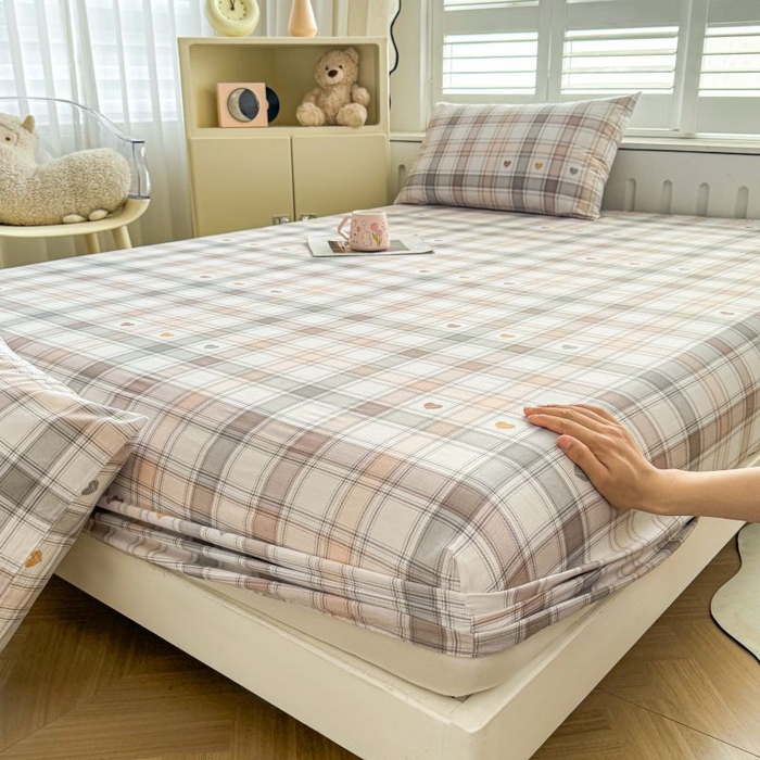 91家纺网 家纺一手货源 找家纺 名优家纺 2025新款12868全棉印花外贸床笠 拿铁米