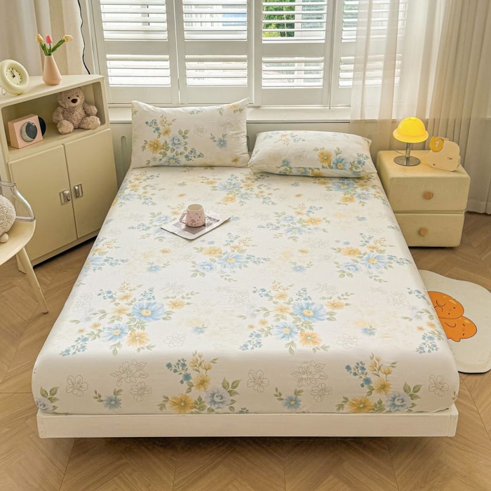 名优家纺 2025新款12868全棉印花外贸床笠 青禾