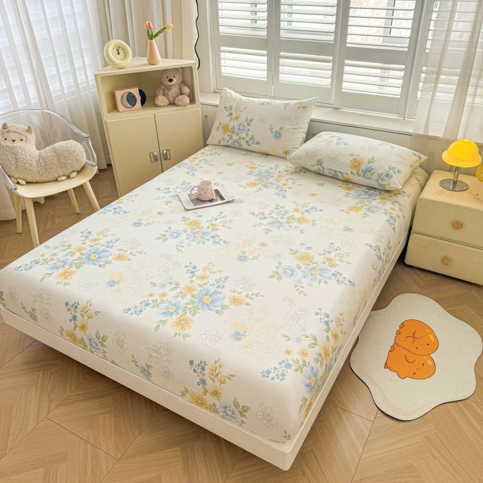 91家纺网 家纺一手货源 找家纺 名优家纺 2025新款12868全棉印花外贸床笠 青禾