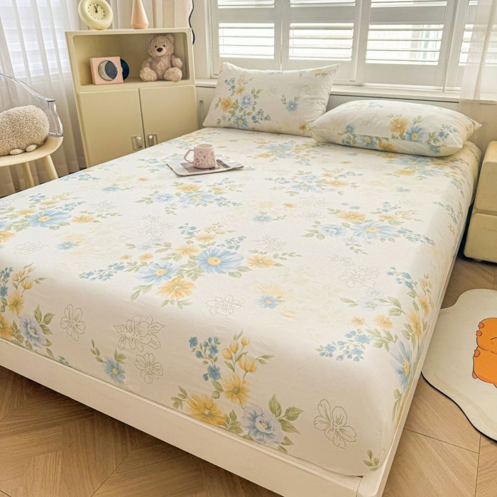 91家纺网 家纺一手货源 找家纺 名优家纺 2025新款12868全棉印花外贸床笠 青禾