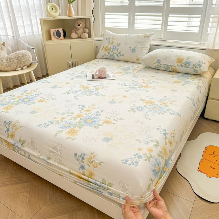 91家纺网 家纺一手货源 找家纺 名优家纺 2025新款12868全棉印花外贸床笠 青禾