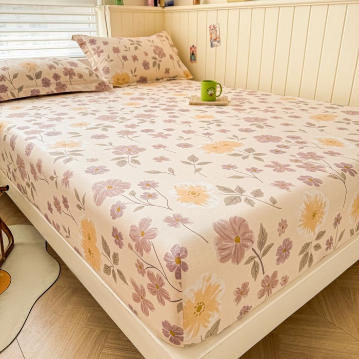 91家纺网 家纺一手货源 找家纺 名优家纺 2025新款12868全棉印花外贸床笠 秋日确幸-豆沙