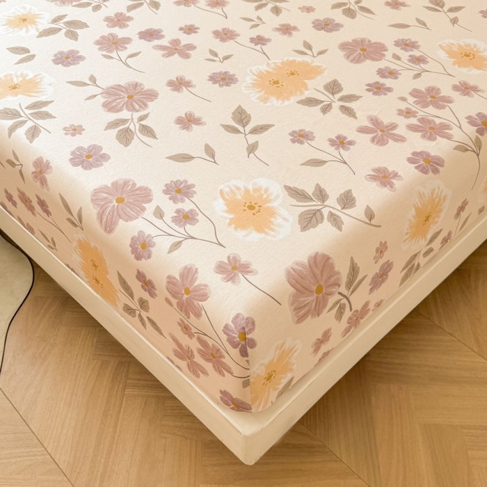 91家纺网 家纺一手货源 找家纺 名优家纺 2025新款12868全棉印花外贸床笠 秋日确幸-豆沙