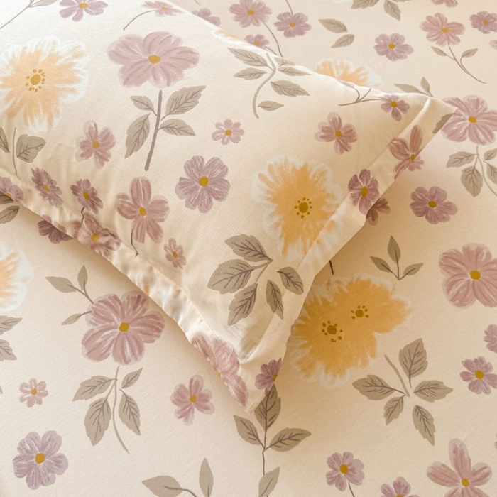 91家纺网 家纺一手货源 找家纺 名优家纺 2025新款12868全棉印花外贸床笠 秋日确幸-豆沙