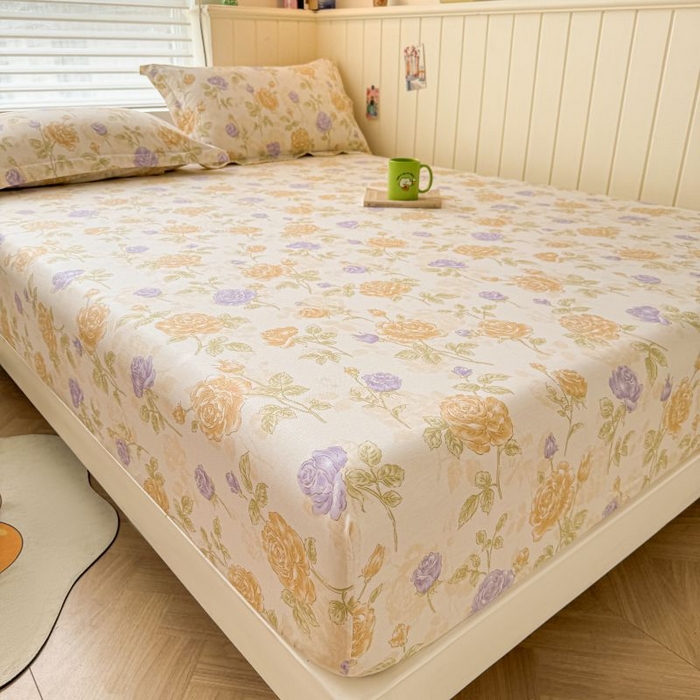 91家纺网 家纺一手货源 找家纺 名优家纺 2025新款12868全棉印花外贸床笠 诗情画意