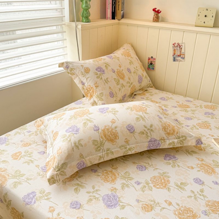 91家纺网 家纺一手货源 找家纺 名优家纺 2025新款12868全棉印花外贸床笠 诗情画意