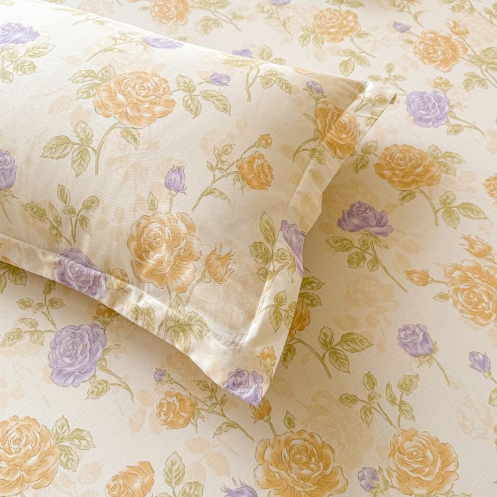 91家纺网 家纺一手货源 找家纺 名优家纺 2025新款12868全棉印花外贸床笠 诗情画意