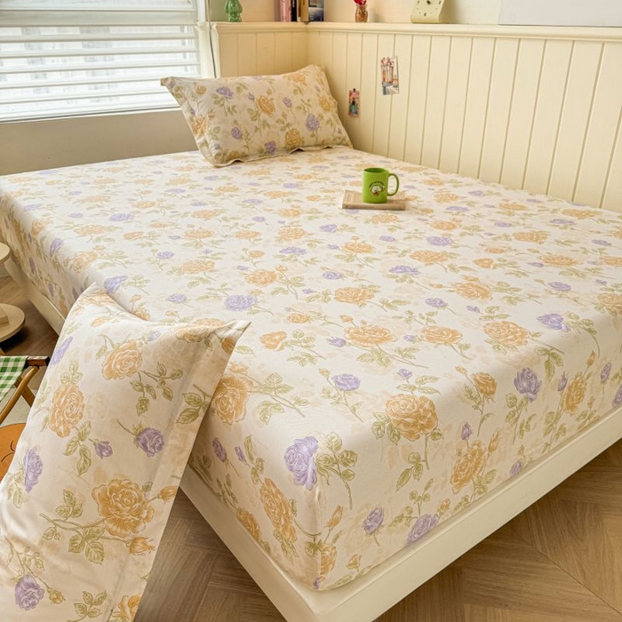 91家纺网 家纺一手货源 找家纺 名优家纺 2025新款12868全棉印花外贸床笠 诗情画意