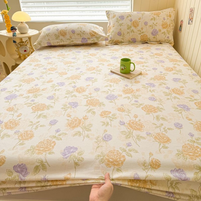 91家纺网 家纺一手货源 找家纺 名优家纺 2025新款12868全棉印花外贸床笠 诗情画意