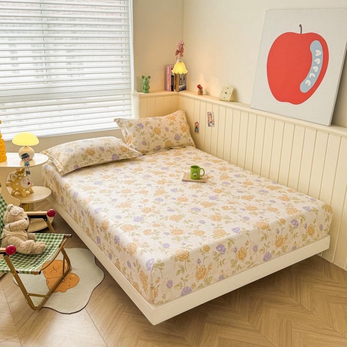 91家纺网 家纺一手货源 找家纺 名优家纺 2025新款12868全棉印花外贸床笠 诗情画意