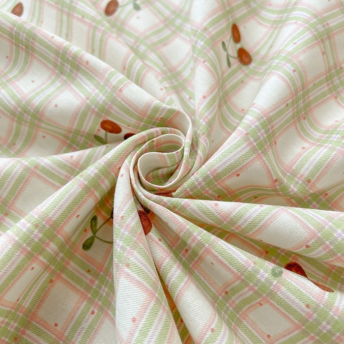 91家纺网 家纺一手货源 找家纺 名优家纺 2025新款12868全棉印花外贸床笠 酸甜樱桃