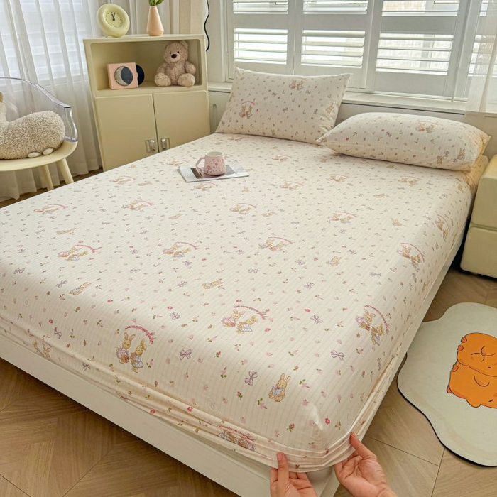 91家纺网 家纺一手货源 找家纺 名优家纺 2025新款12868全棉印花外贸床笠 甜蜜纪念日