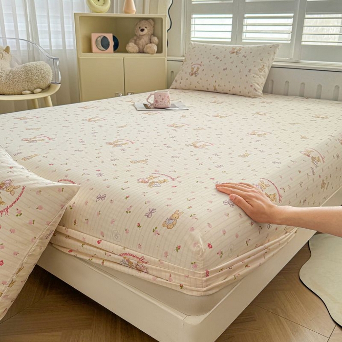 91家纺网 家纺一手货源 找家纺 名优家纺 2025新款12868全棉印花外贸床笠 甜蜜纪念日