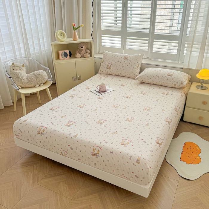 91家纺网 家纺一手货源 找家纺 名优家纺 2025新款12868全棉印花外贸床笠 甜蜜纪念日