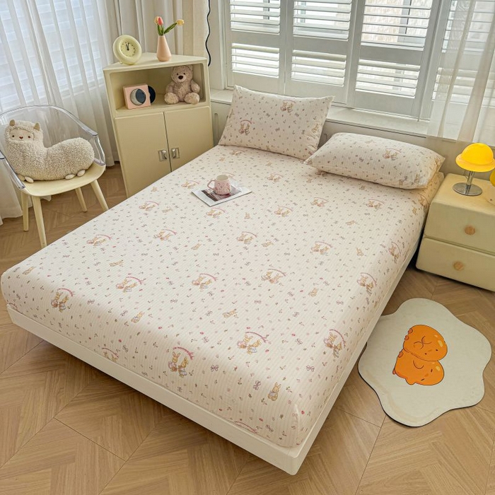 91家纺网 家纺一手货源 找家纺 名优家纺 2025新款12868全棉印花外贸床笠 甜蜜纪念日