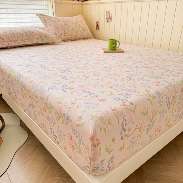 91家纺网 家纺一手货源 找家纺 名优家纺 2025新款12868全棉印花外贸床笠 微风徐徐