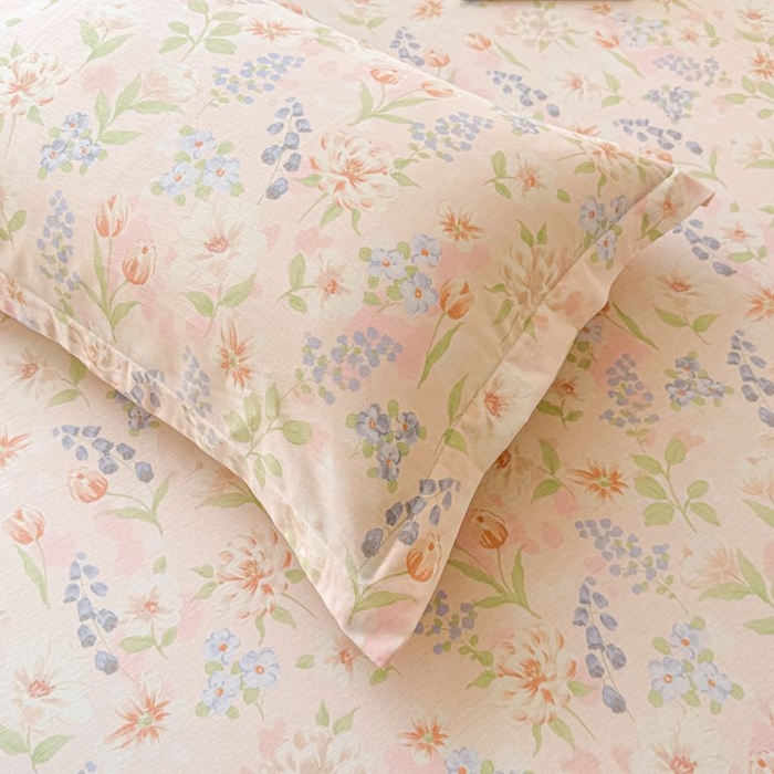 91家纺网 家纺一手货源 找家纺 名优家纺 2025新款12868全棉印花外贸床笠 微风徐徐