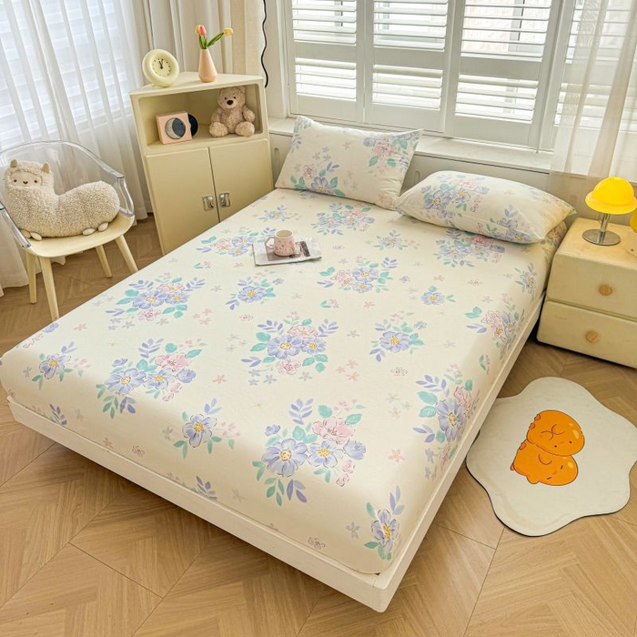 91家纺网 家纺一手货源 找家纺 名优家纺 2025新款12868全棉印花外贸床笠 惜颜